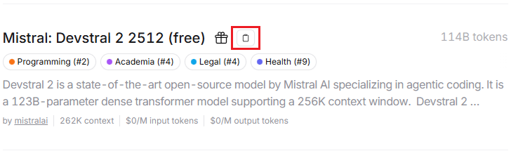 OpenRouter에서 무료로 제공되는 Devstral-2 모델